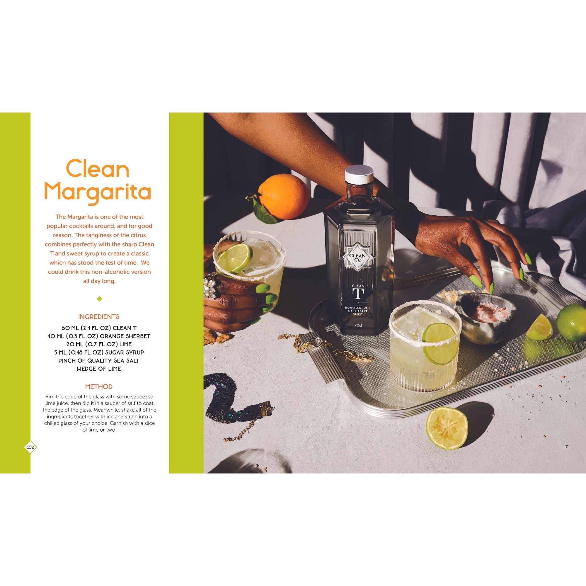 CleanCo Cocktail recipe book showing how to make Clean Margaritas 